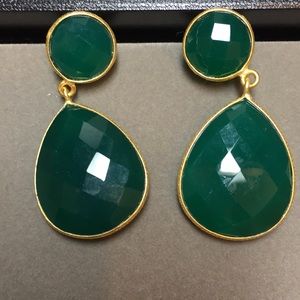 Saachi green onyx double drop earrings